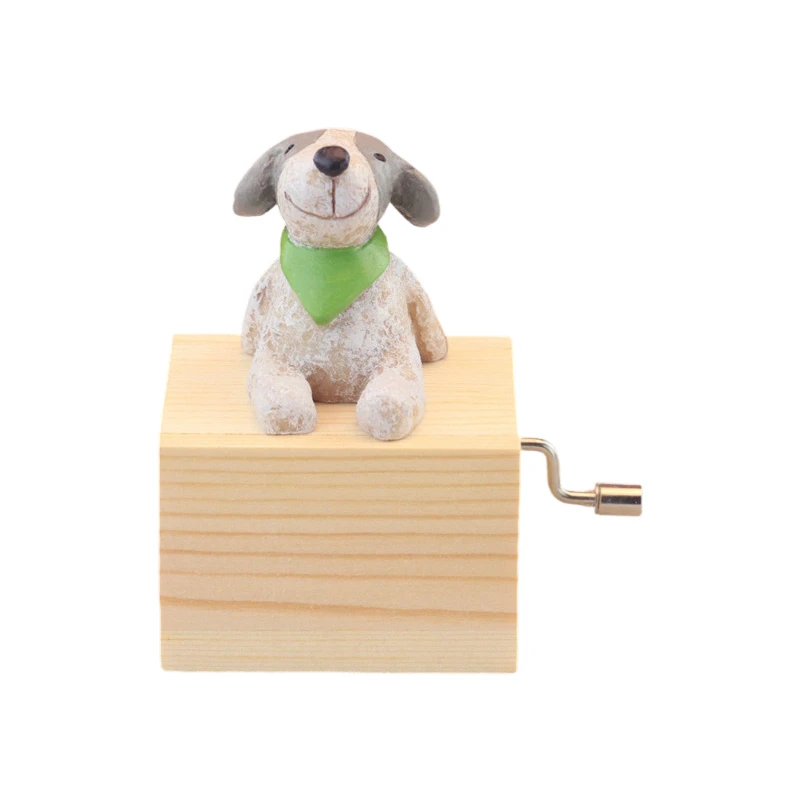 Cranked Music Box Bear Cat,Dog,Monkey,Hedgehog Castle in the Sky