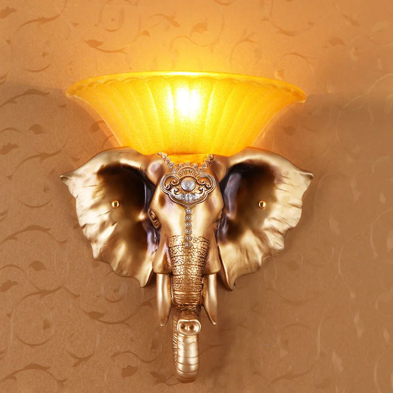 

Elephant wall lamp staircase porch living roomaisle bar bedroom creative animal LED Europeanhotel engineering wall light