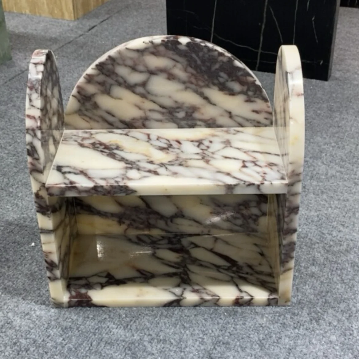 Modern Luxury Natural Marble Storage Rack-Nordic Light Luxury Style Multifunction 2-Tier Design for Living Room Wardrobe