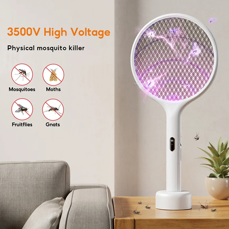 Qualitell E3 Strong High Voltage Electric Mosquito swatter Rechargeable Household Automatic Mosquito and Fly Trap 2 in1