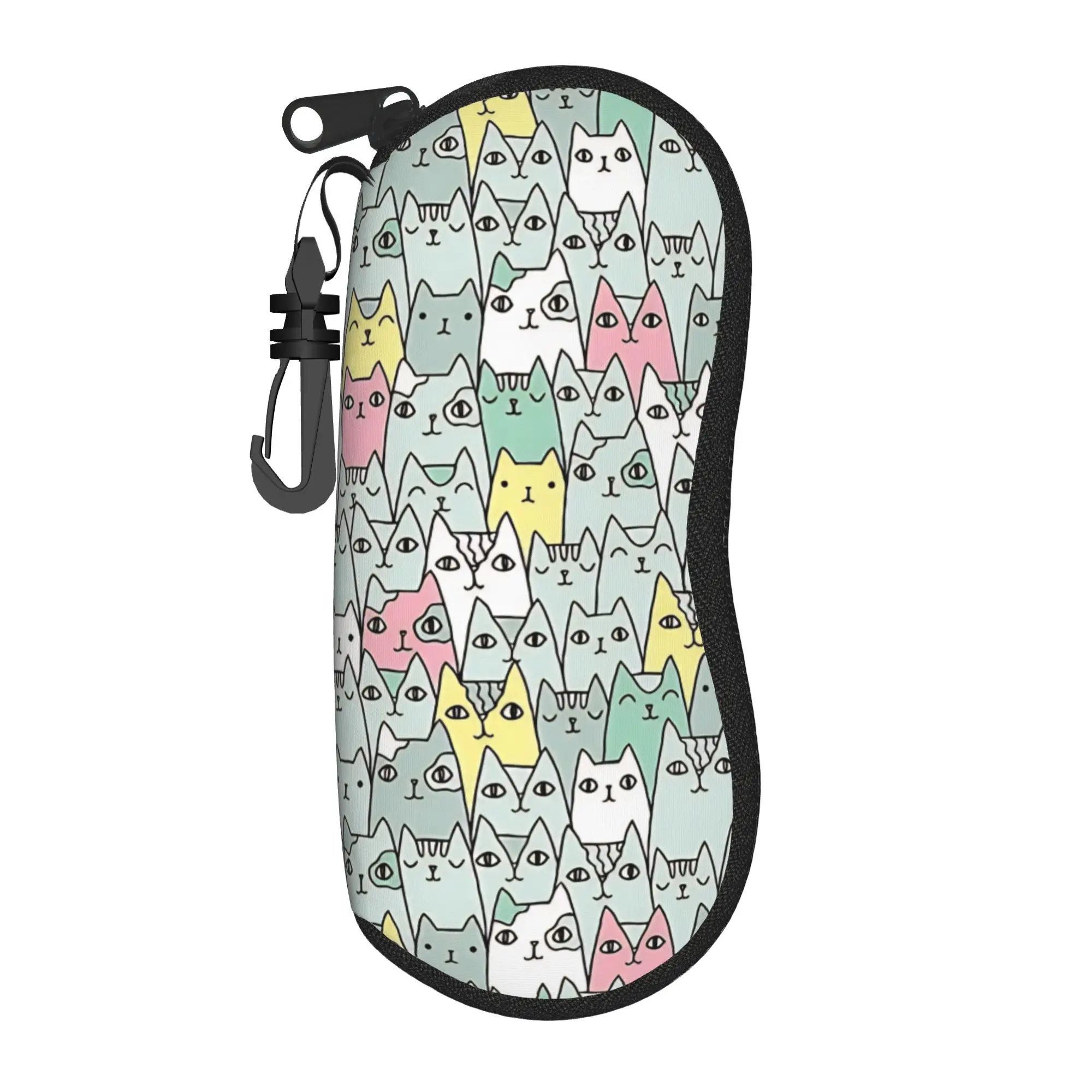 Retro Vintage Art Cute Cats  Glasses Case  Sunglasses Case Convenient Fashion Eyewear Box Custom Male Female Eyeglass Protector