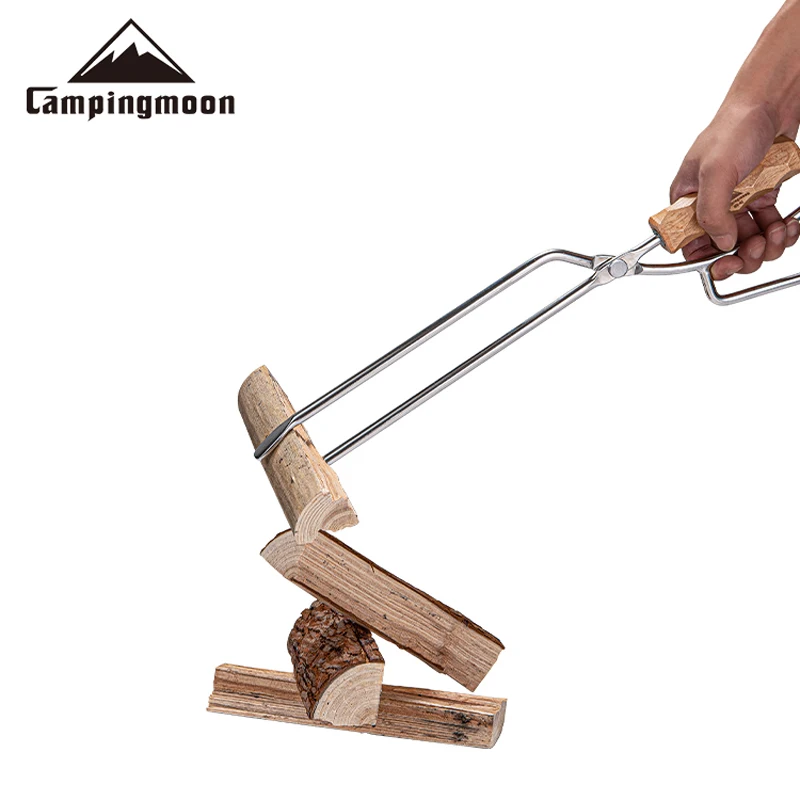

Campingmoon Folding Garden Steel Firewood Tongs Camping Portable foldable outdoor camping Charcoal Tongs