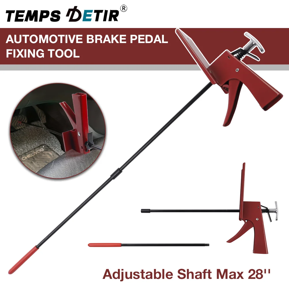 

28-дюймовый инструмент для запрессовки педали тормоза, используемый для фиксации педали автомобиля с целью предотвращения прокручивания шины, инструмент для обслуживания и проверки тормозов/акселератора/сцепления