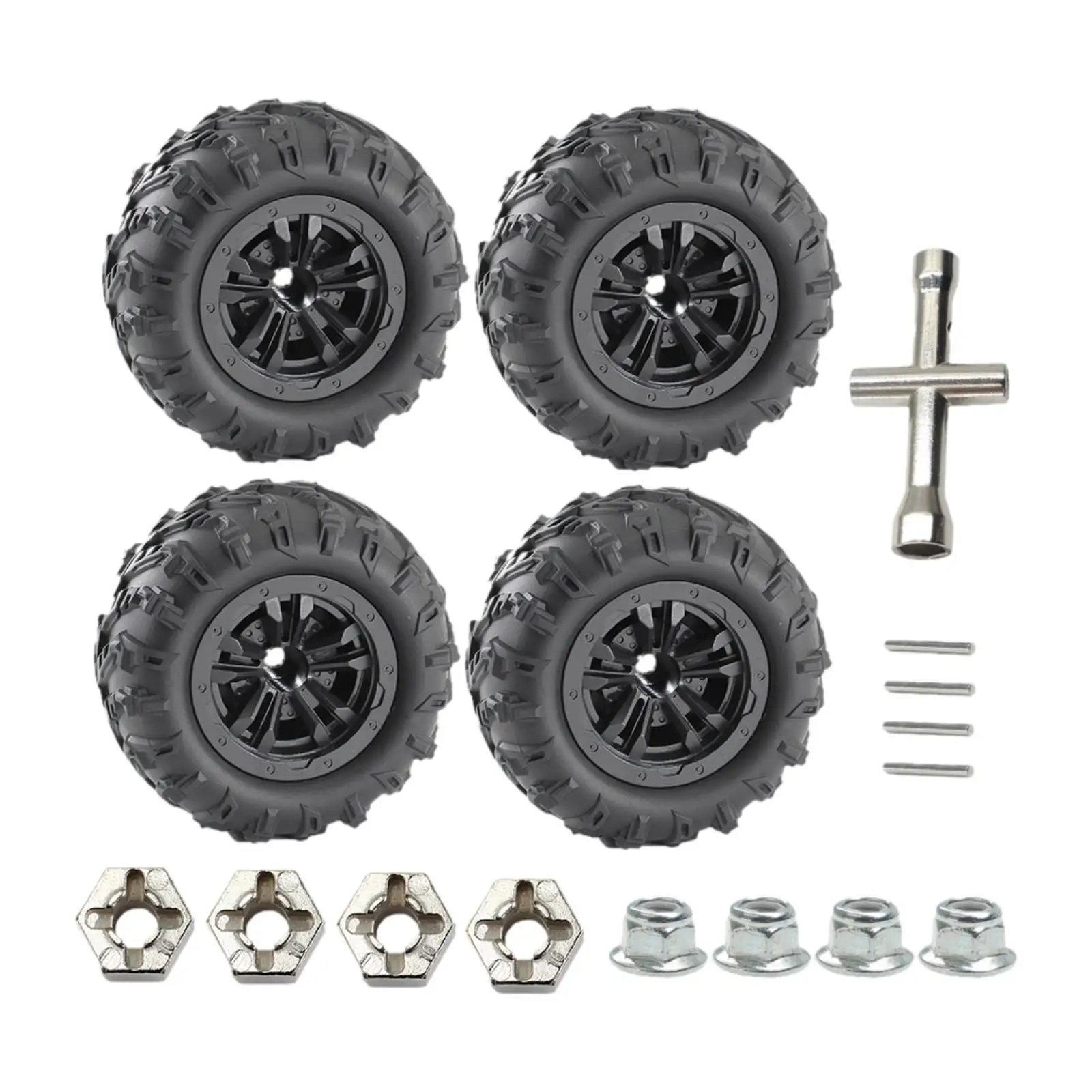 Jeu de roues et pneus de voiture RC, 4 pièces, 85mm, pièces de rechange pour échelle 16101Pro 1/16