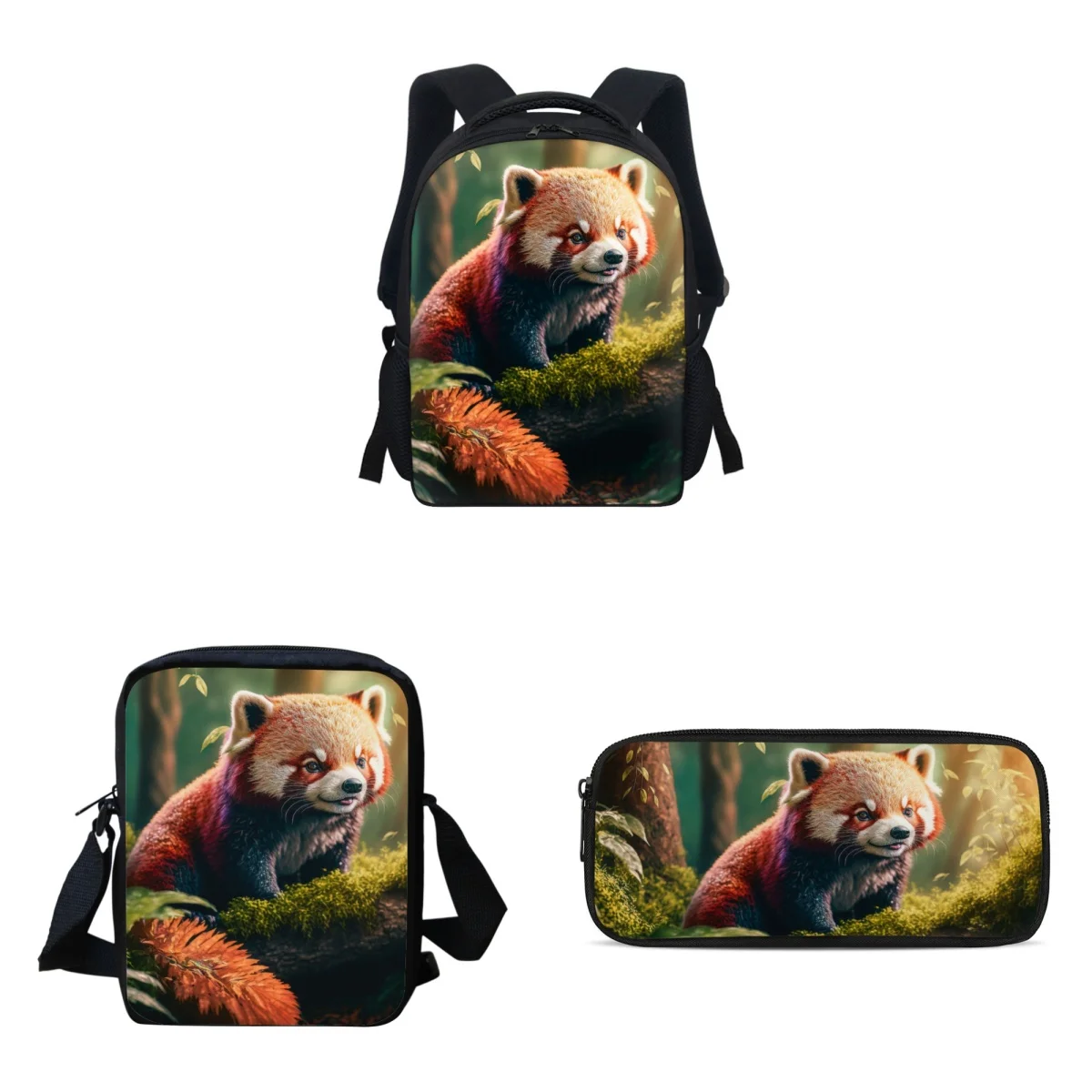 

Fashion Creative School Bag Set Fors Boys 7 to 8 Years Cute Racoon Pattern Lunch Bag Kids Satchel Bolsas School Supplies Penbag