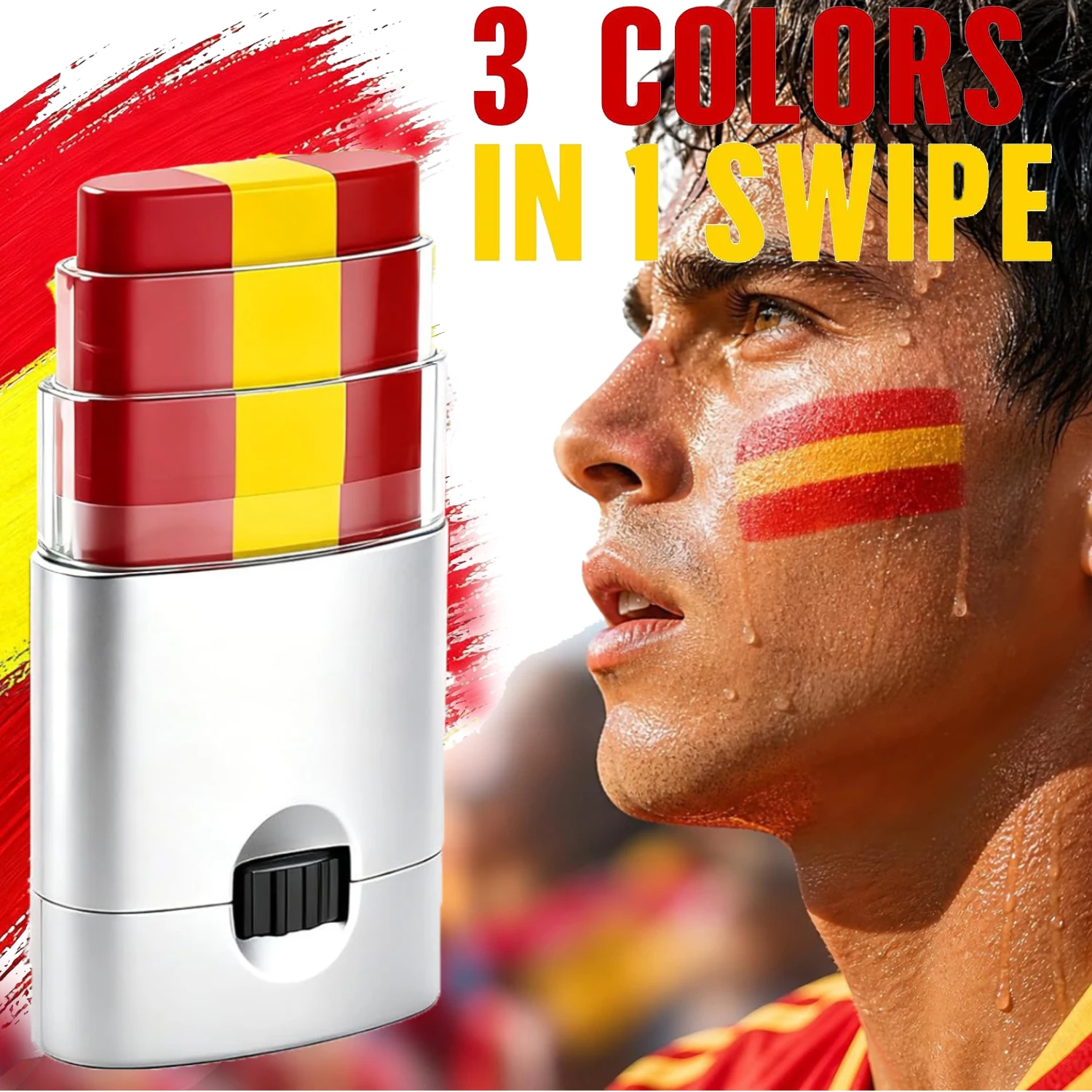 Barra de Pintura Corporal y Facial Roja y Amarilla, Barra de Pintura Corporal y Facial Argentina para Maquillaje, Aficionados al Fútbol, Béisbol, Sóftbol y Deportes