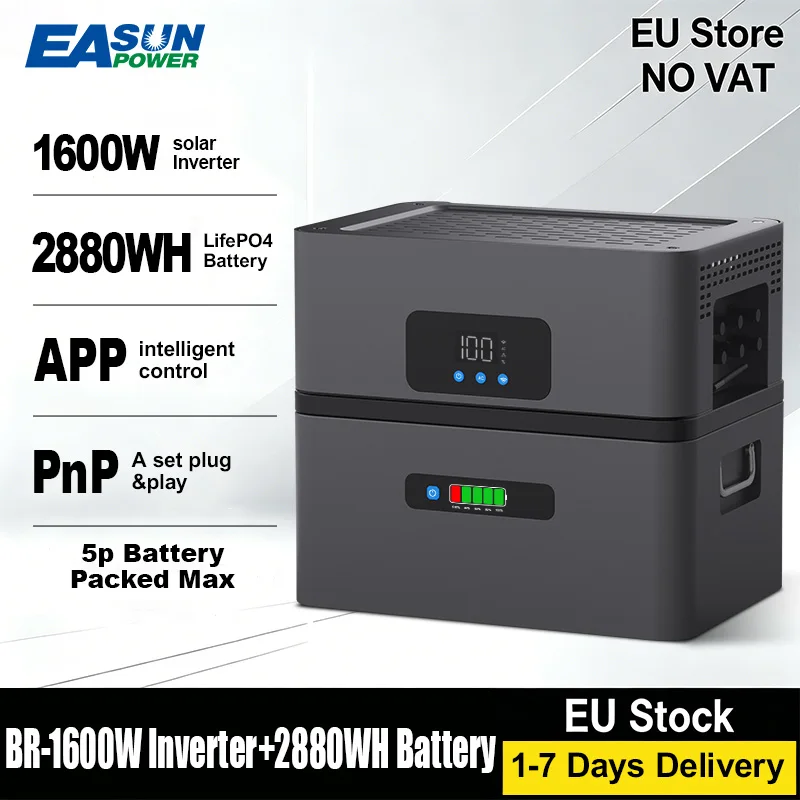 1600W Solar Inverter 2880WH Batterijpakket Parallel 5 stuks All-in-One Smart APP Besturing Eenvoudige Plug-and-Play Batterij Micro Grid Energie