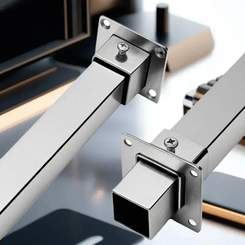 Stainless Steel Square Tube Connector Set - 25/30/35mm Flange Base Elbow for Fence Rail Systems, Durable & Rustproof