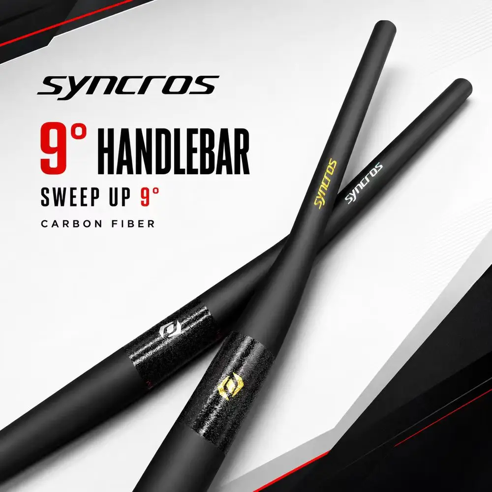 Guidão de MTB SYNCROS em Carbono Total 9 ° Guidão reto fosco de 31,8 mm para bicicleta de montanha, acessórios para ciclismo Guidão de MTB SYNCROS em Carbono Total 9 ° Guidão reto fosco de 31,8 mm para bicicleta de montanha, acessórios para ciclismo