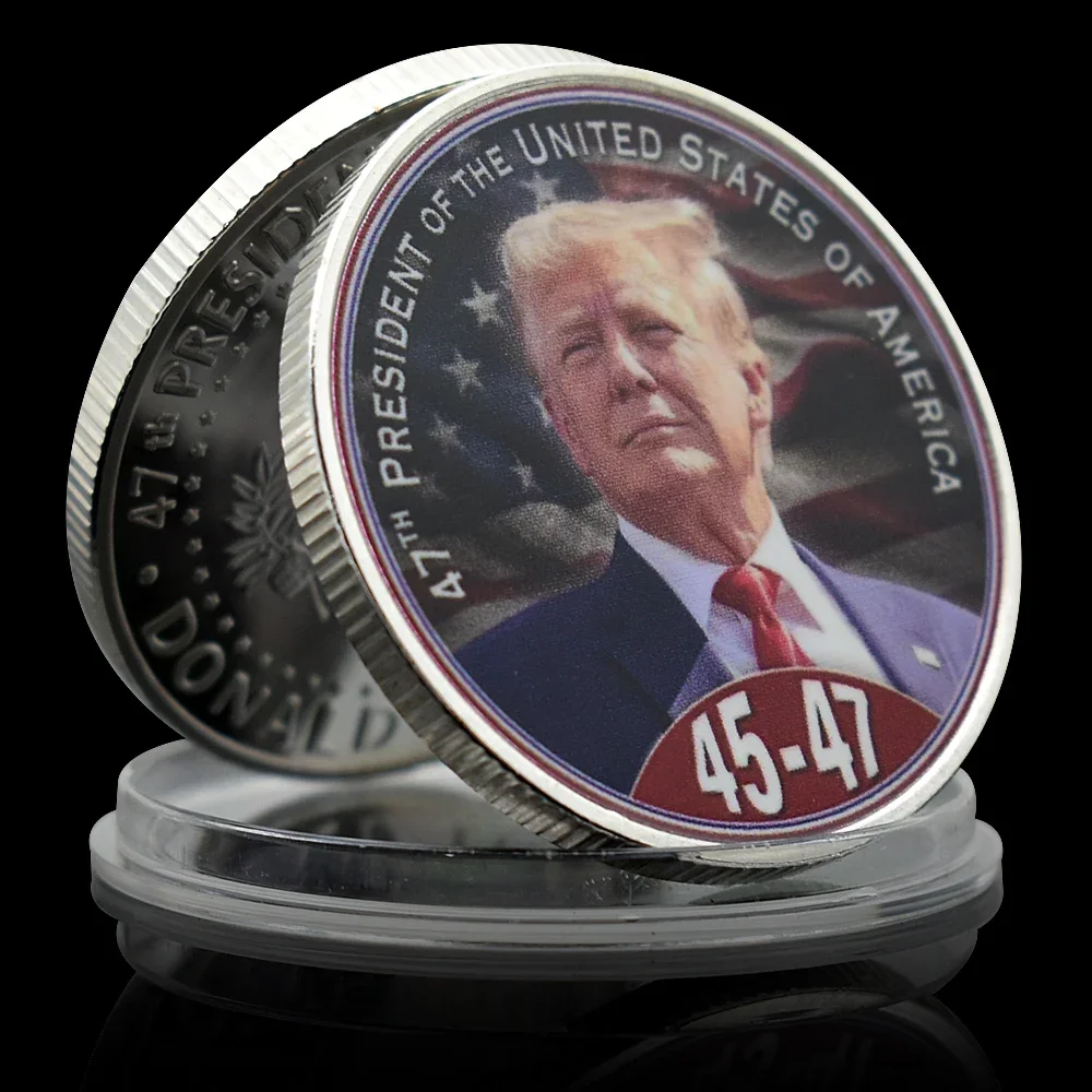 Gold/Silver Plated Donald Trump Commemorative Coin 2025 45-47th US President Election Victory Collectibles Art Souvenir Fan Gift