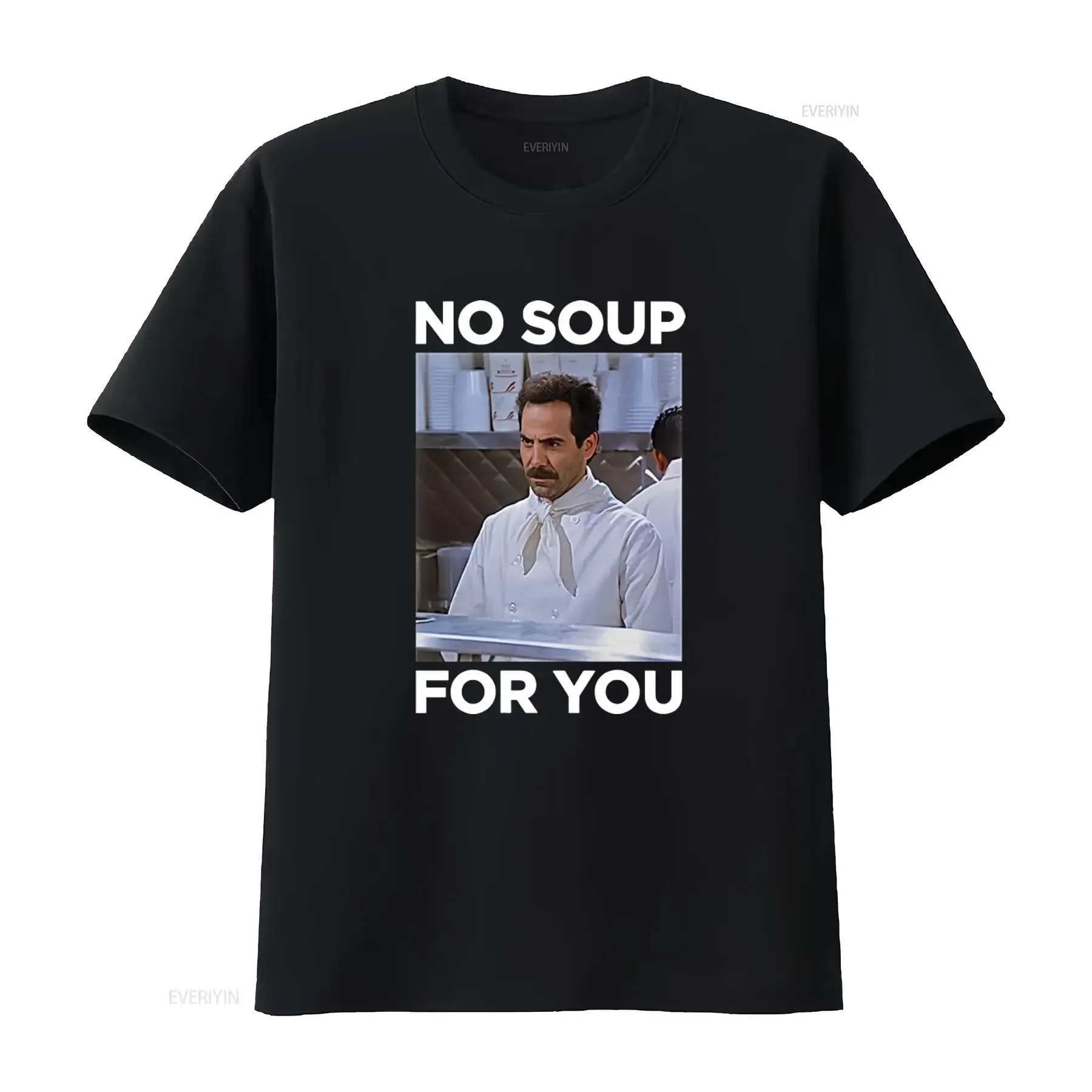 Seinfeld No Soup For You Mens Medium Black Cotton Funny TV Show T Shirt vintage Washed Stretched Comfortable designer clothes