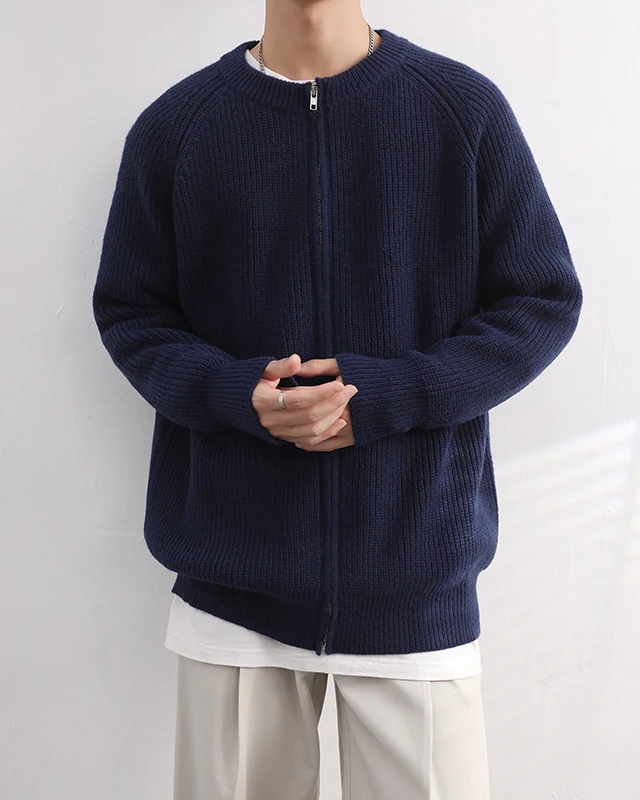 

Loose Fit Knitted Cardigan Sweater Men's Basic Color Simple Sle High Quali Casual Outerwear Spring Autumn Season