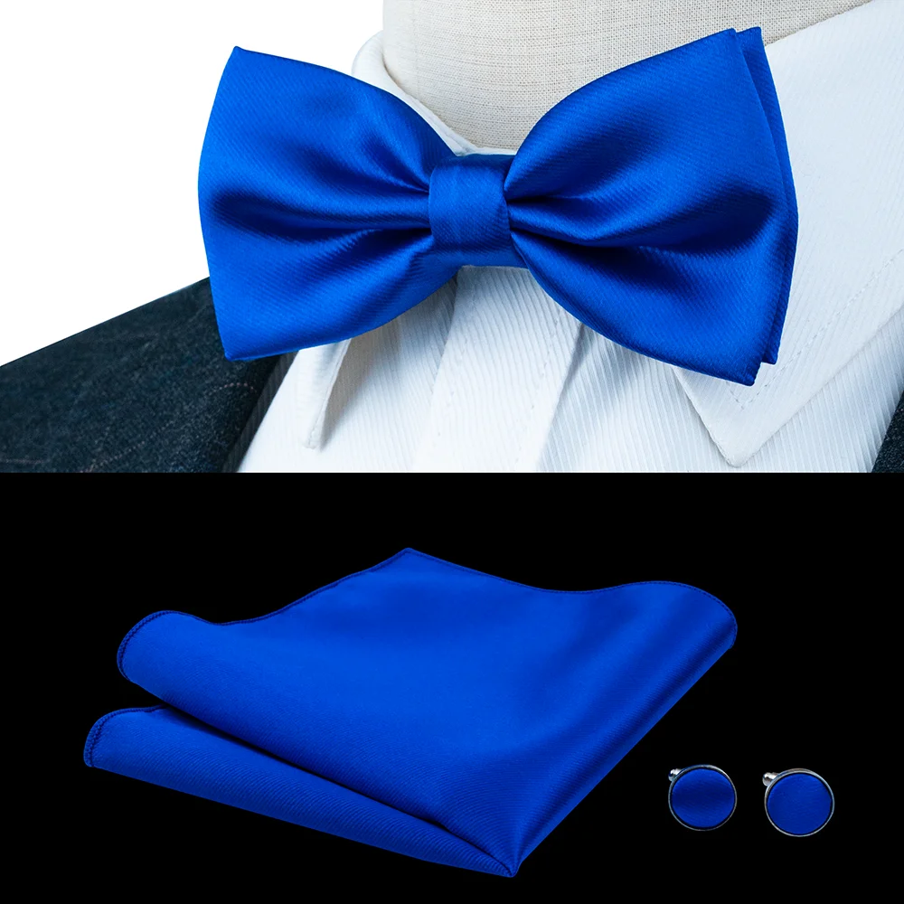 EASTEPIC Men\'s Bow Tie Sets Including Exquisite Cufflinks and Soft Handkerchieves Shiny Accessories of Satin for Men at Weddings