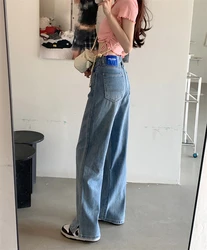 Vaqueros de cintura alta de pierna recta para mujer, novedad de verano 2023, diseño hoado de pierna ancha, plones largo...