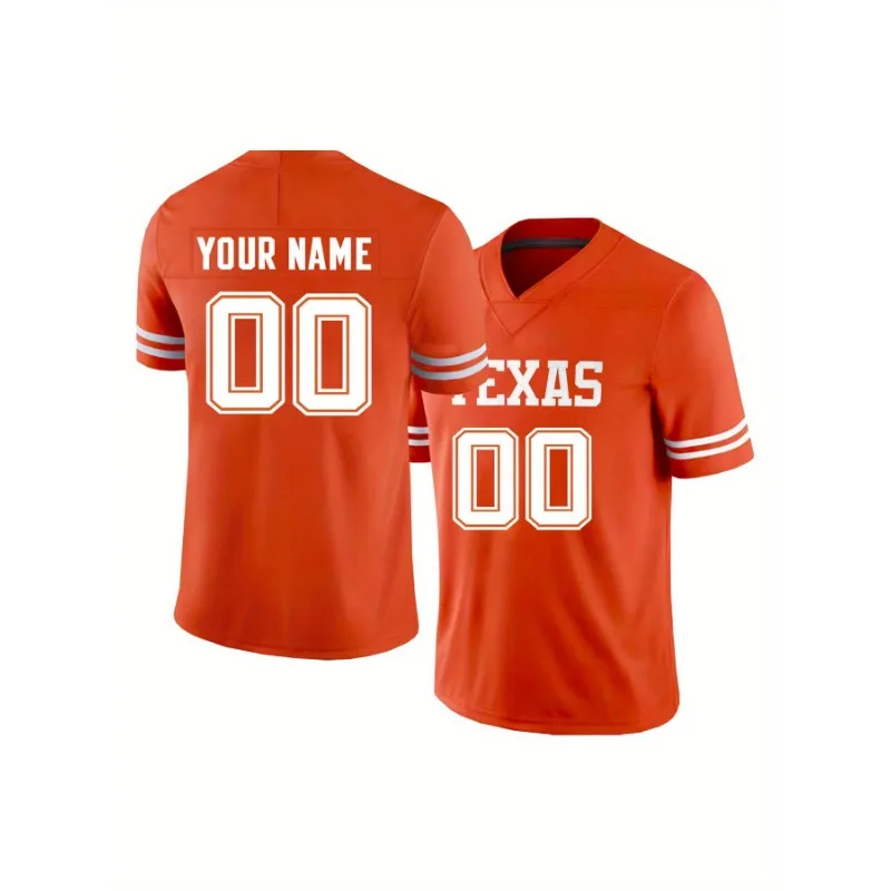 Custom Houston Men's Rugby Jersey Breathable Embroidered Name & Number Perfect for Team Training & Casual Wear  Texans T-Shirts