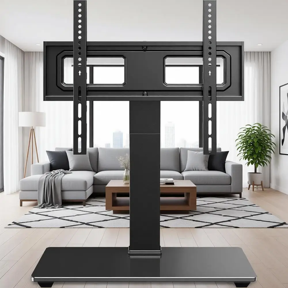 

Регулируемая по высоте поворотная подставка для телевизоров с диагональю 32-70 дюймов, основание из закаленного стекла, выдерживает до 88 фунтов, VESA 400x400 мм