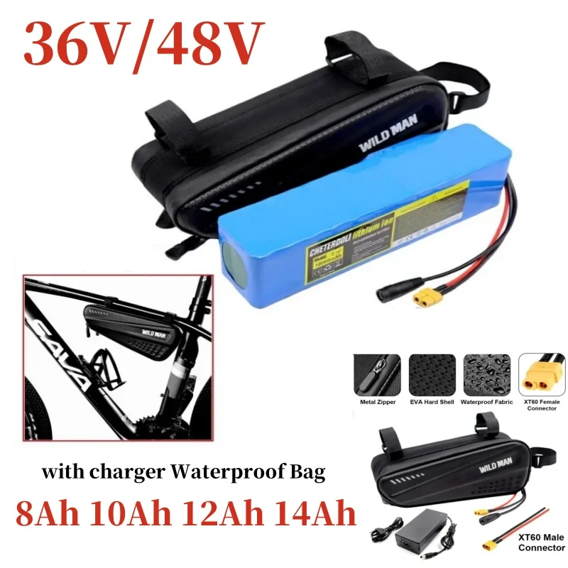 

Rechargeable Lithium Battery Pack 36V 10Ah 48V 14Ah 10S3P 13S3P 500W Power Bicycle Scooter Electric Vehicle with Waterproof Bag