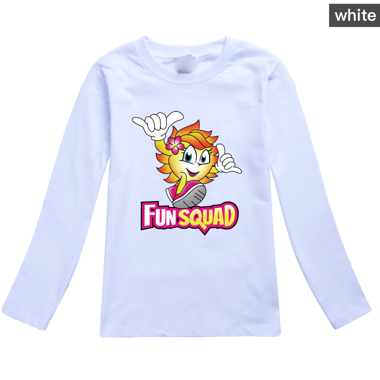 New Boys Kawaii Fun Squad Gaming Cotton Printing T-shirts Cartoon Long Sleeved Girls Pullover Spring Fall Casual All-match Tops