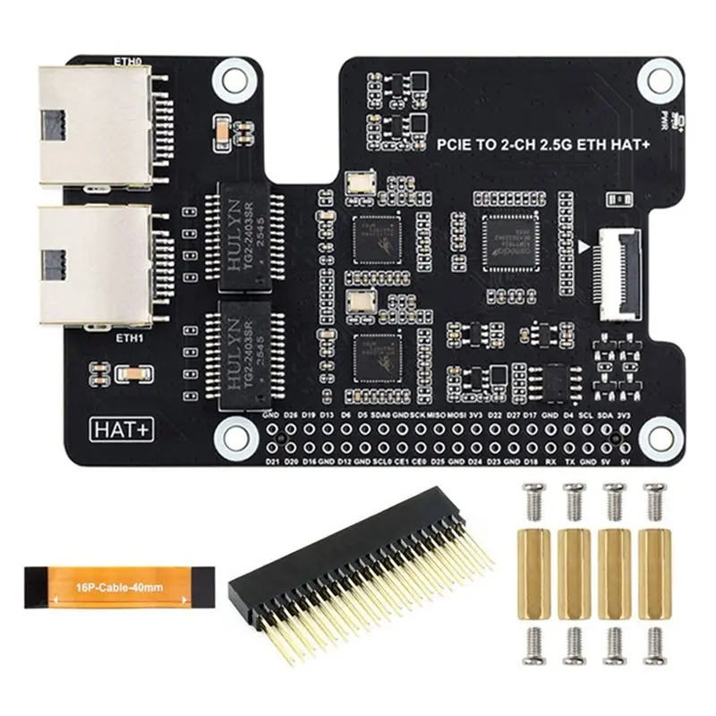 Dual 2.5G Ethernet Adapter Board RTL8125 Chip For Raspberry Pi 5 Pcie Interface Driver-Free