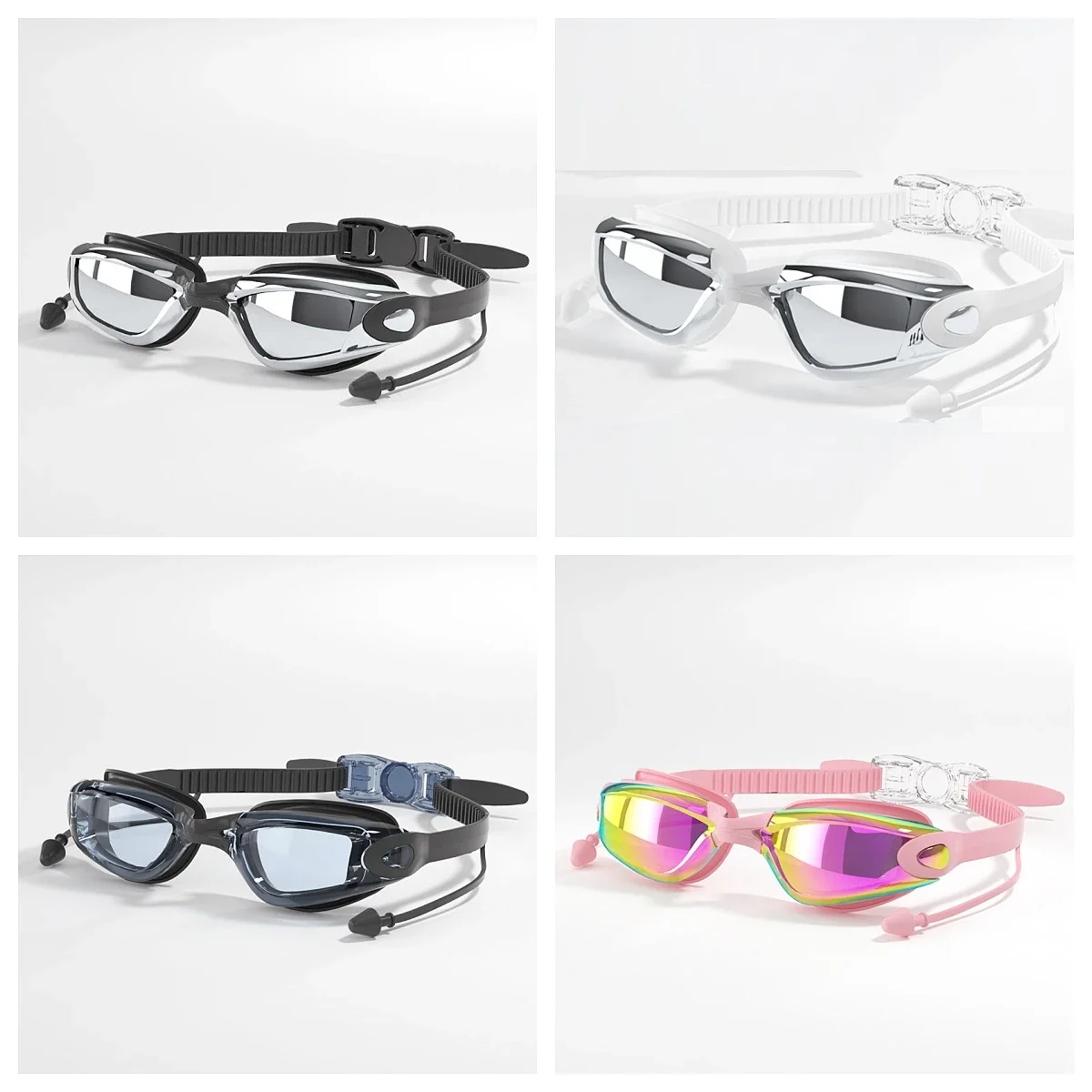 

Men's and women's swimming goggles，anti fog, waterproof, silicone, adjustable, swimming pool，UV Protection Glasses