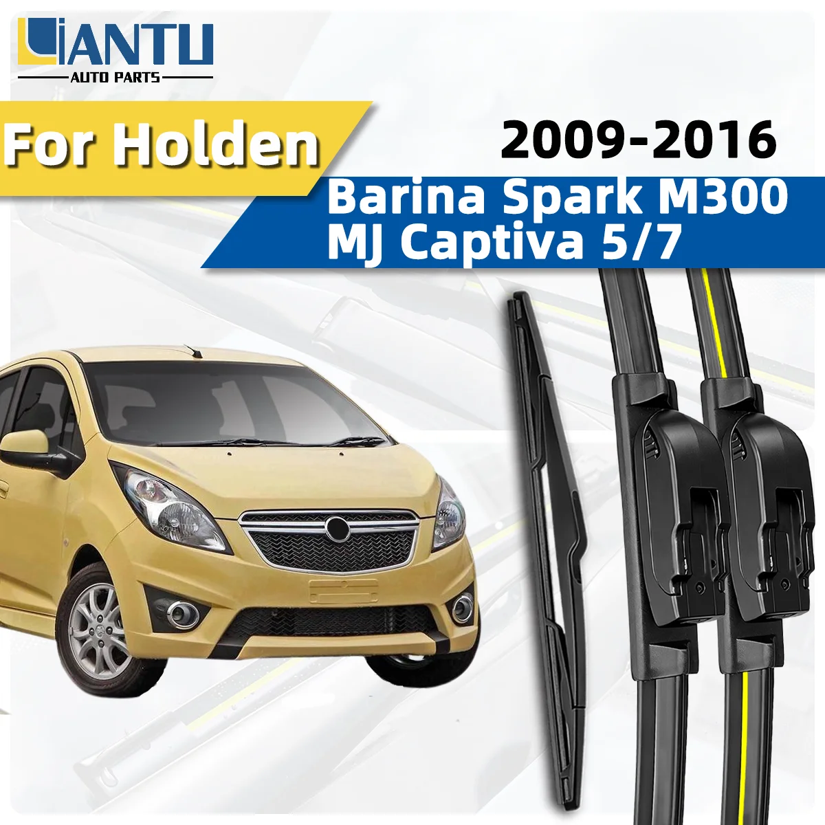 

3 шт. передних и задних щеток стеклоочистителя для Holden Barina Spark M300 MJ Captiva 5/7 2009-2016, премиум-аксессуары для автомобиля, бесшумные
