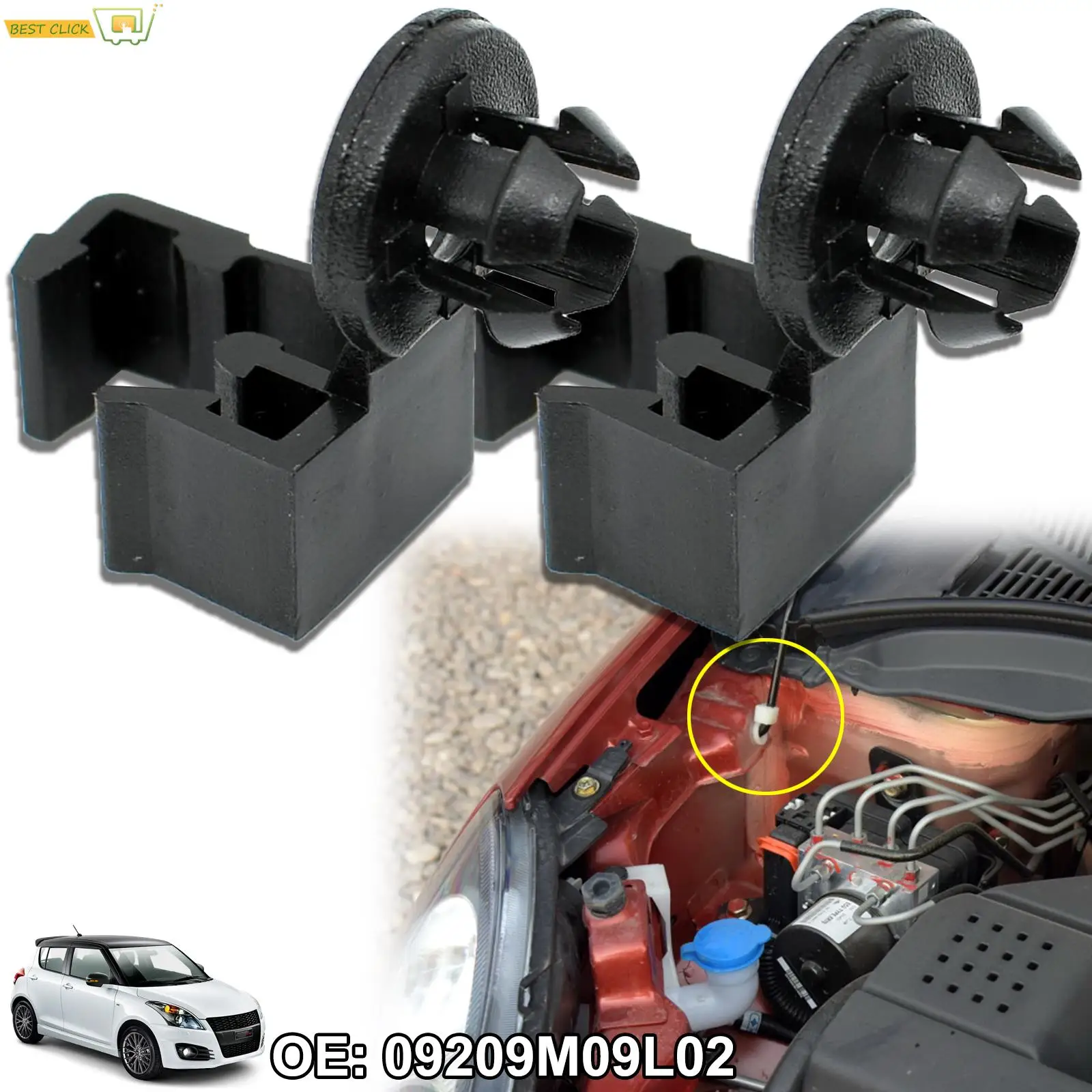 Bonnet Hood Rod Fique Suporte, Prop Clip, Pivot Linkage Titular para Suzuki Alto Splash Swift Ignis Aerio, Peças do carro, 09209M09L02, 2pcs