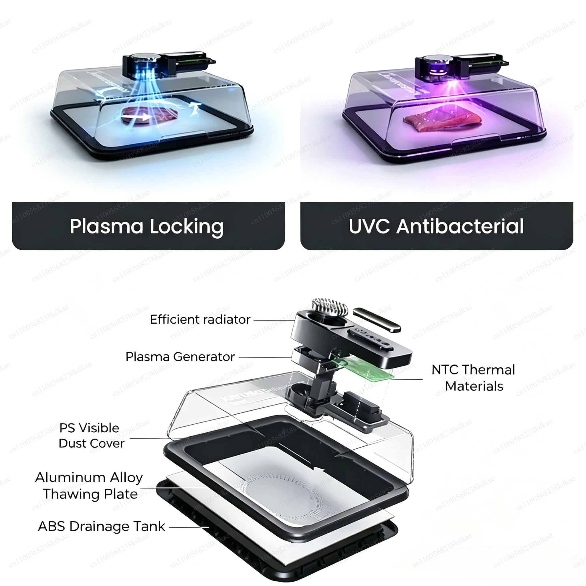 

Electric Defrosting Tray Type-C Charged, Quick Thaw Box for Frozen Beef Seafood Meat