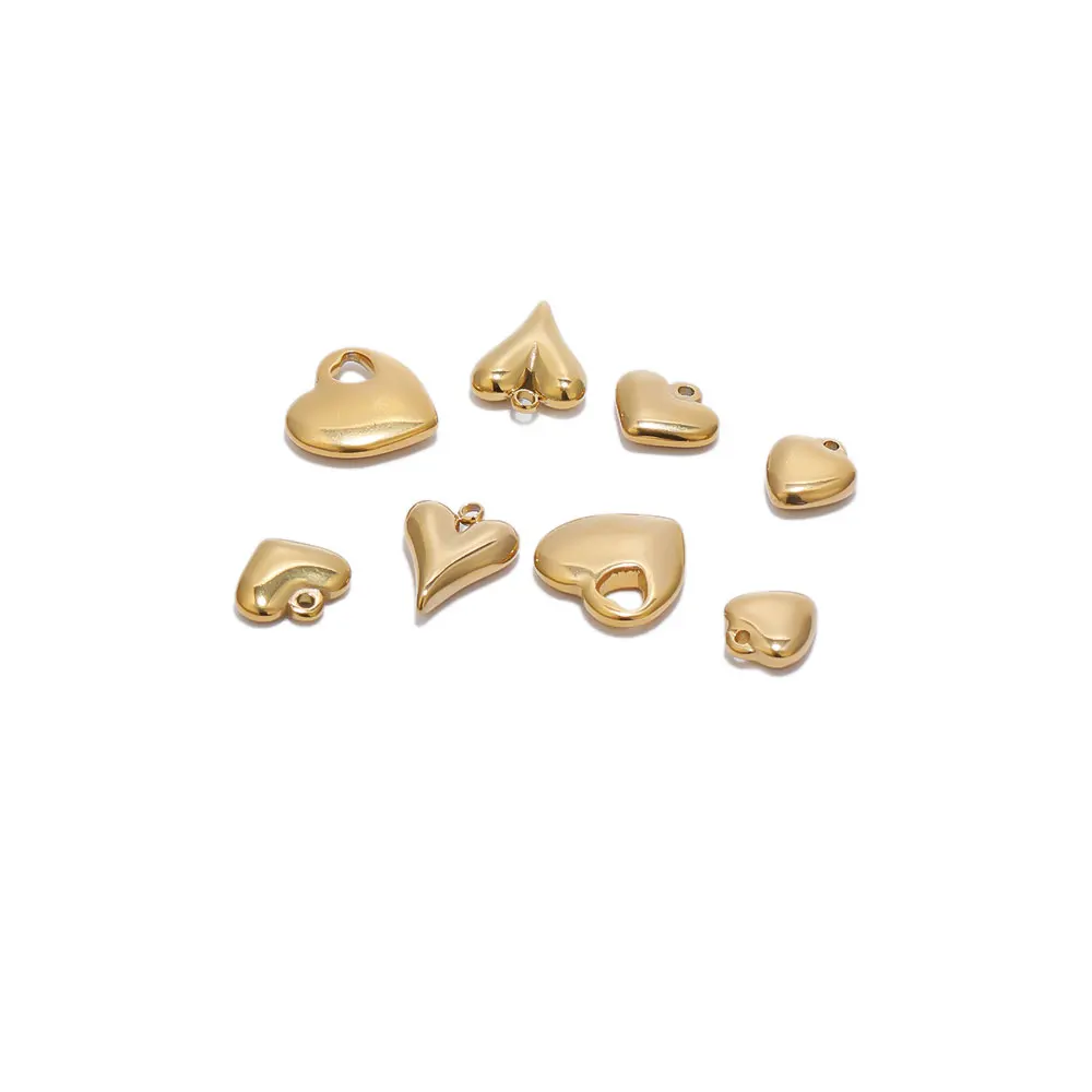 5Pcs Stainless Steel 4 Style Classical Heart Charms Pendants DIY Jewelry Making Necklace Bracelets Findings