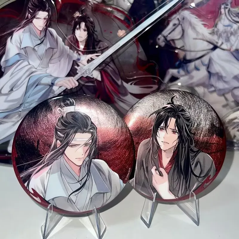 "سيد المسار الشيطاني، حلم الماضي في حالة سكر: 'Wei Wuxian LAN Wangji' 10 سم شارة تلطيخ اللوحة الدائمة ذات الإدخال الواحد.