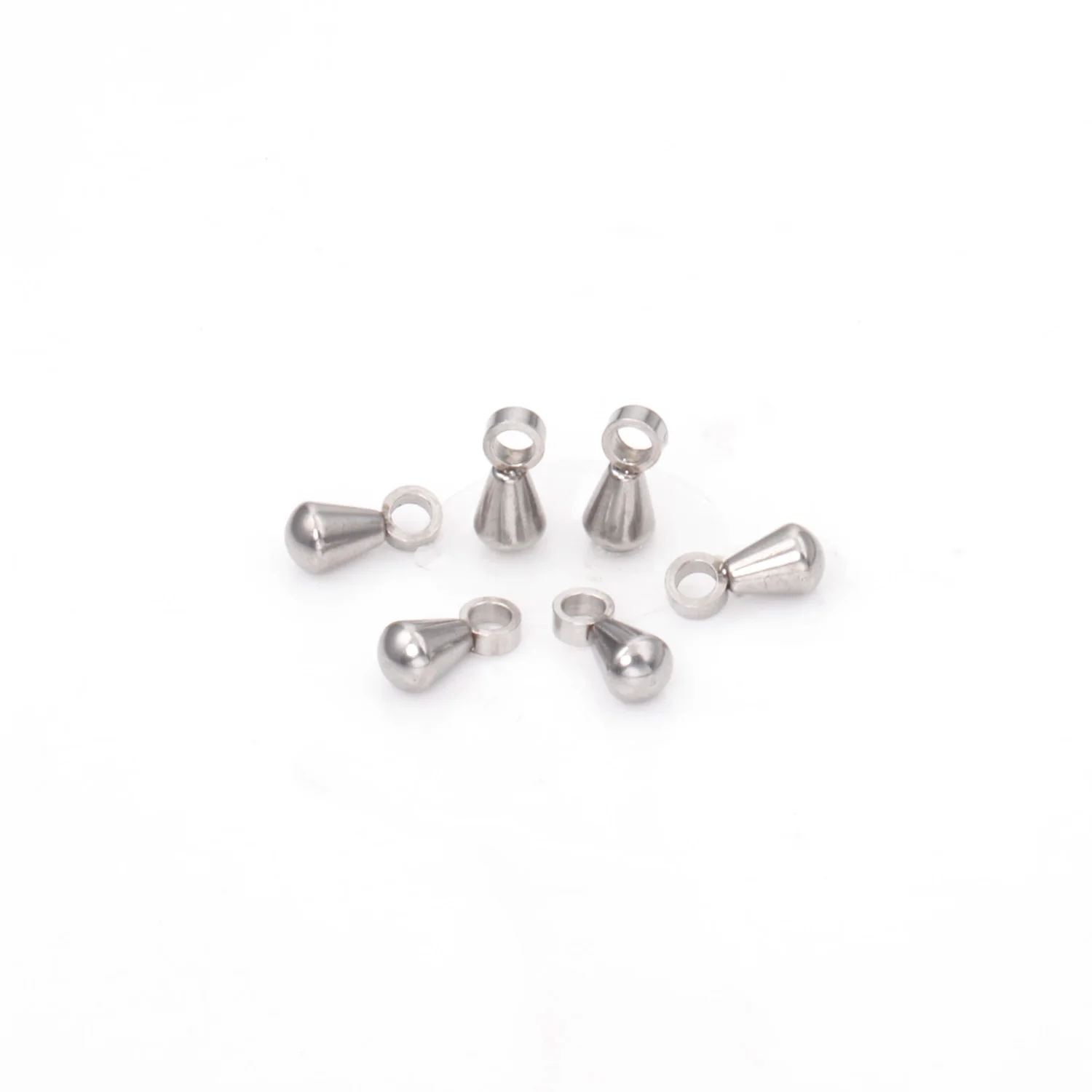 ASONSTEE 100pcs 3*6mm Stainless Steel Welding Ring Water Drop End Beads Extender Chain Tail Clasp Pendants Necklace DIY Jewelry