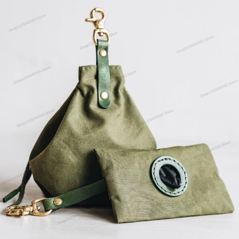 For Portable Pet Dog Snack Bag, Outdoor Drawstring Canvas Bag