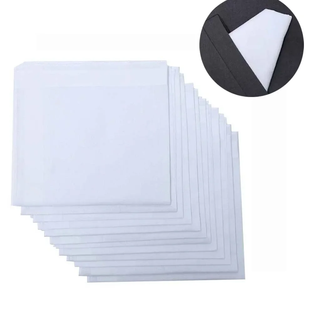 12pcs 100% Cotton Napkins White Reusable Napkin Handkerchief Cloth Diner Banquet Wedding Party Home Table Decorations 40x40cm