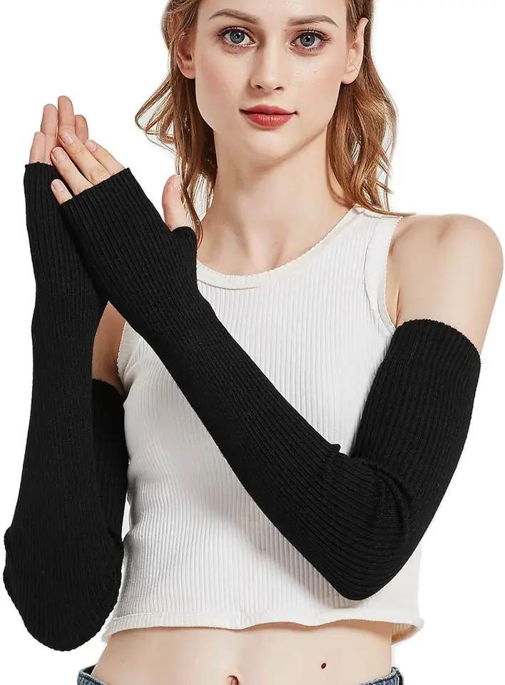 Soft Warm Wool Blend Fingerless Arm Warmers
