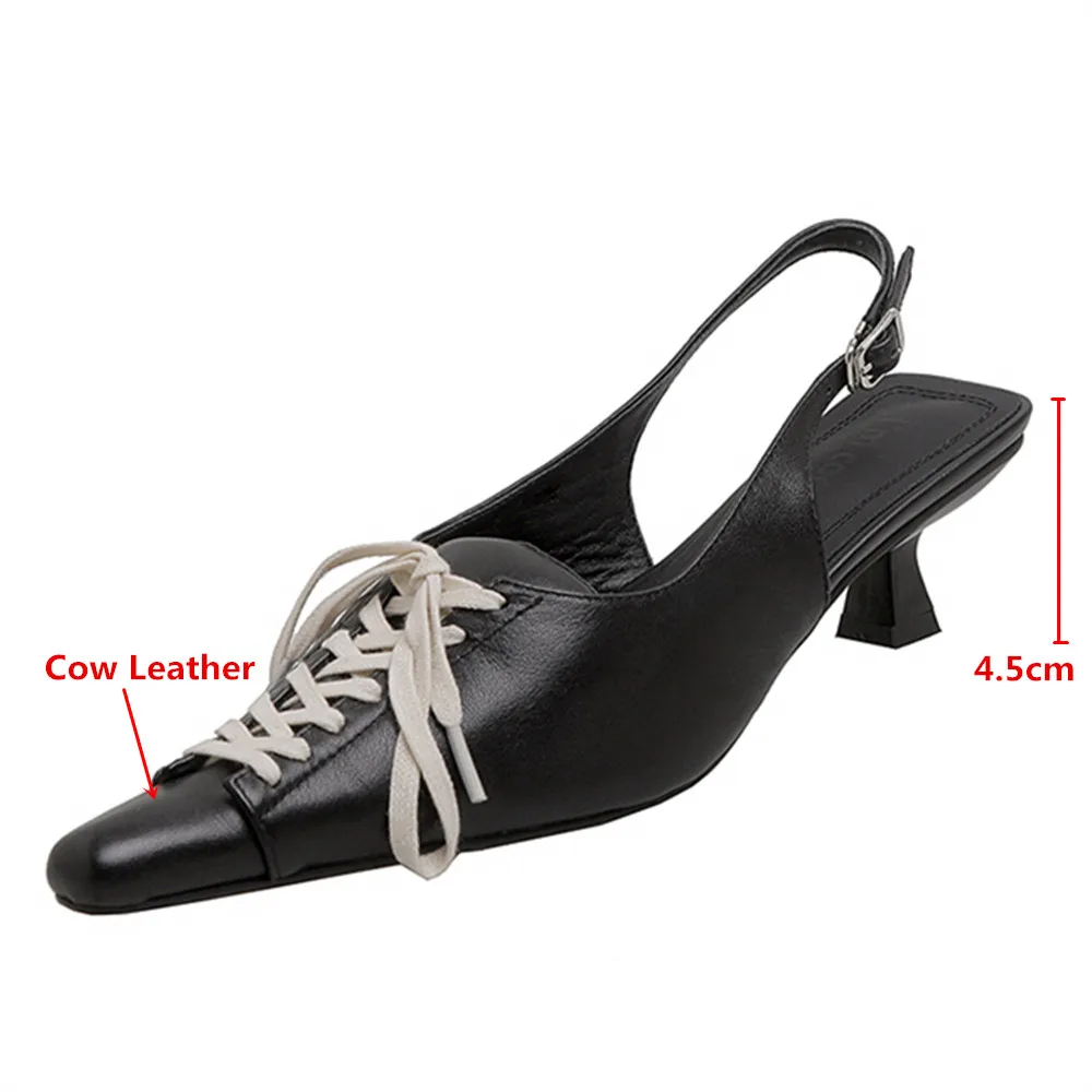 MILI-MIYA Fashion Brand Design Women Cow Leather Pumps Slingback Pointed Toe Buckle Strap Thin Heels Slip On Dress Party Shoes