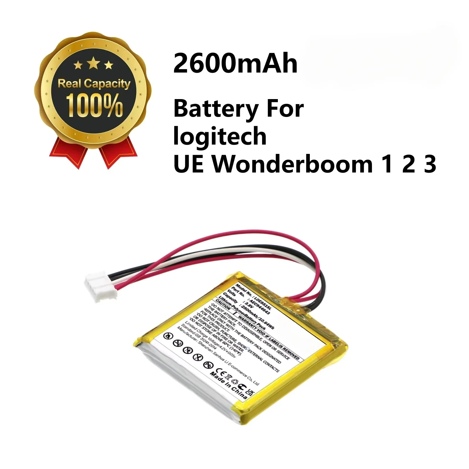 944643 2600mAh 3.6V  Replacement Battery For Logitech UE WONDERBOOM 1 2 3 Bluetooth Speaker 360 surround sound Parts