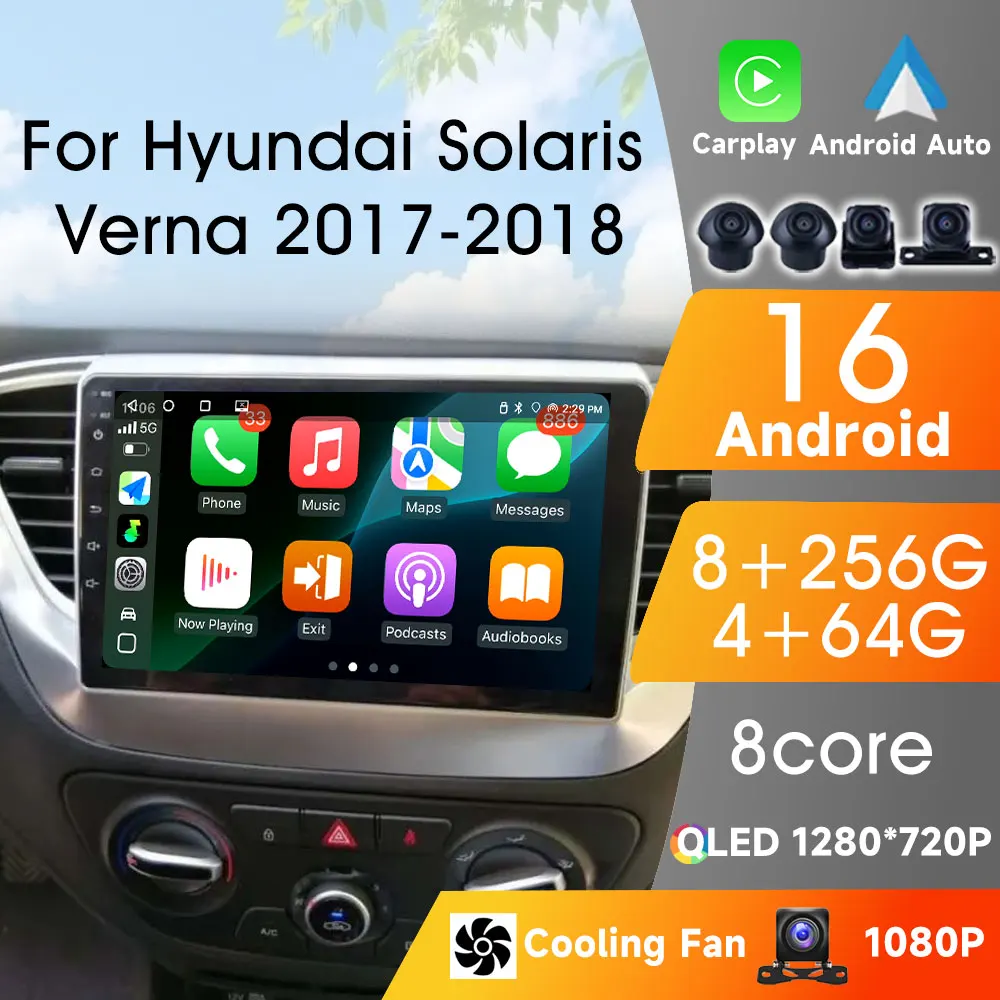 

Автомобильная игра Hyundai Solaris Verna 2017-2018, авторадио, автомобильное аудио, Carplay, Android Auto, Bluetooth, беспроводной Android 16, плеер, 8 ядер