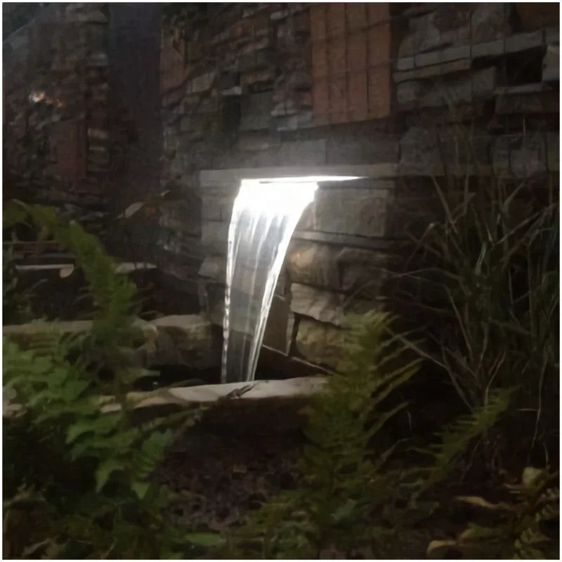 -para piscina al aire libre de acero inoxidable 304, agua transparente, descenso, estanque de jardín, cascada, camino de derrames con luz LED RGB, Cascada piscina
