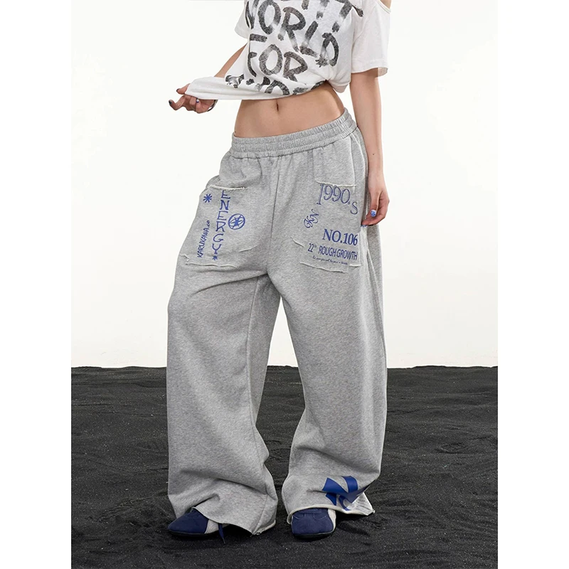 American Retro Style Loose Wide Leg Sports Casual Pants Women's Dance Exercise Comfortable Sweatpants Casual Loose Trousers