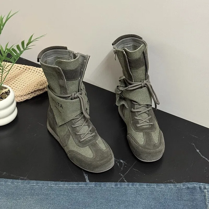 Women Ankle Sport Running Shoes Autumn 2026 Casual Walking Canvas Snow Boots Lace Up Round-toed Brand Trendy Zapatillas Mujer