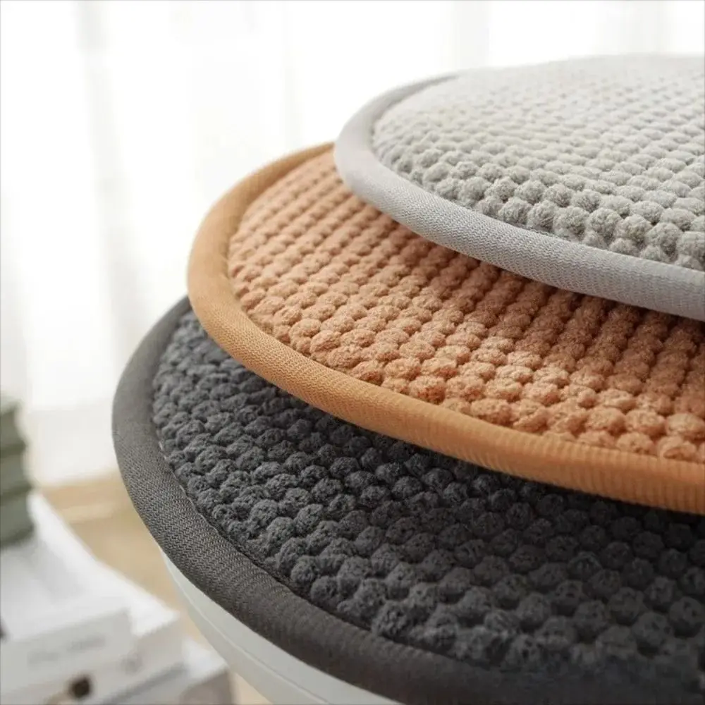 Cozy Round Seat Pad Solid Color Warm Chair Cushion Non-slip Thick Dining Stool Covers Lifting Chair