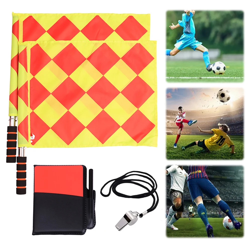 

Soccer Referee Kit Soccer Referee Flag Soccer Referee Cards with Whistle Notebook and Pencil for Sports Soccer Football