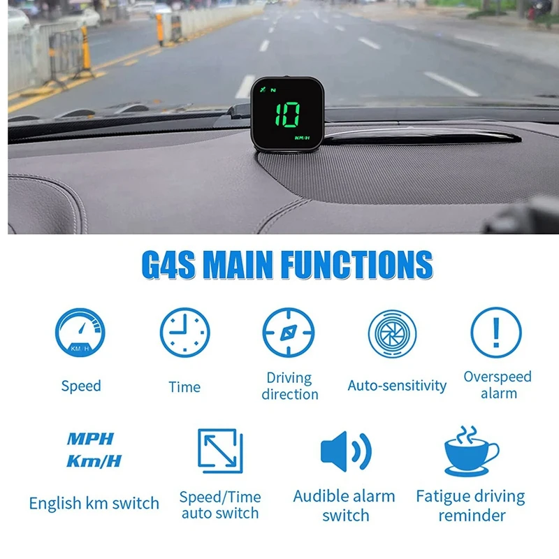 Car Head Up Display GPS Speedometer With Speed MPH, Overspeed Car Alarm Fatigue Driving Reminder For All Car Motorcycle