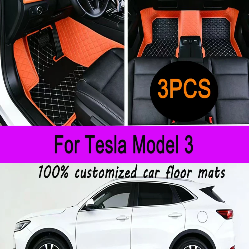 Custom Car Floor Mats for Tesla Model 3 2019 2020 2021 2022 Year Auto Interior Accessories