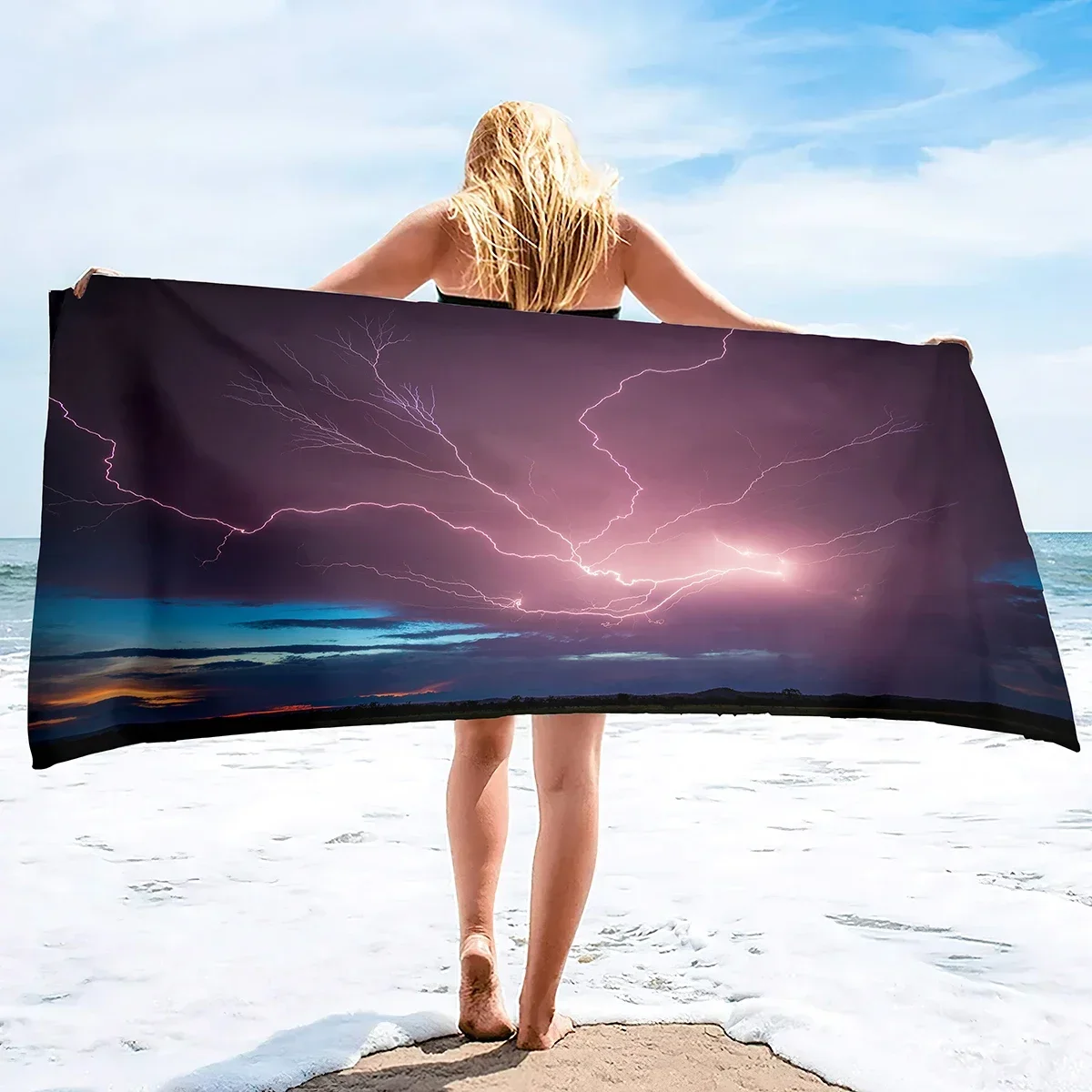 Oversized Beach Towel,Lighting Print Extra Large Big Pool Swim Travel Soft Towel Blanket Camping Cruise Lounge Chair Cover Gift