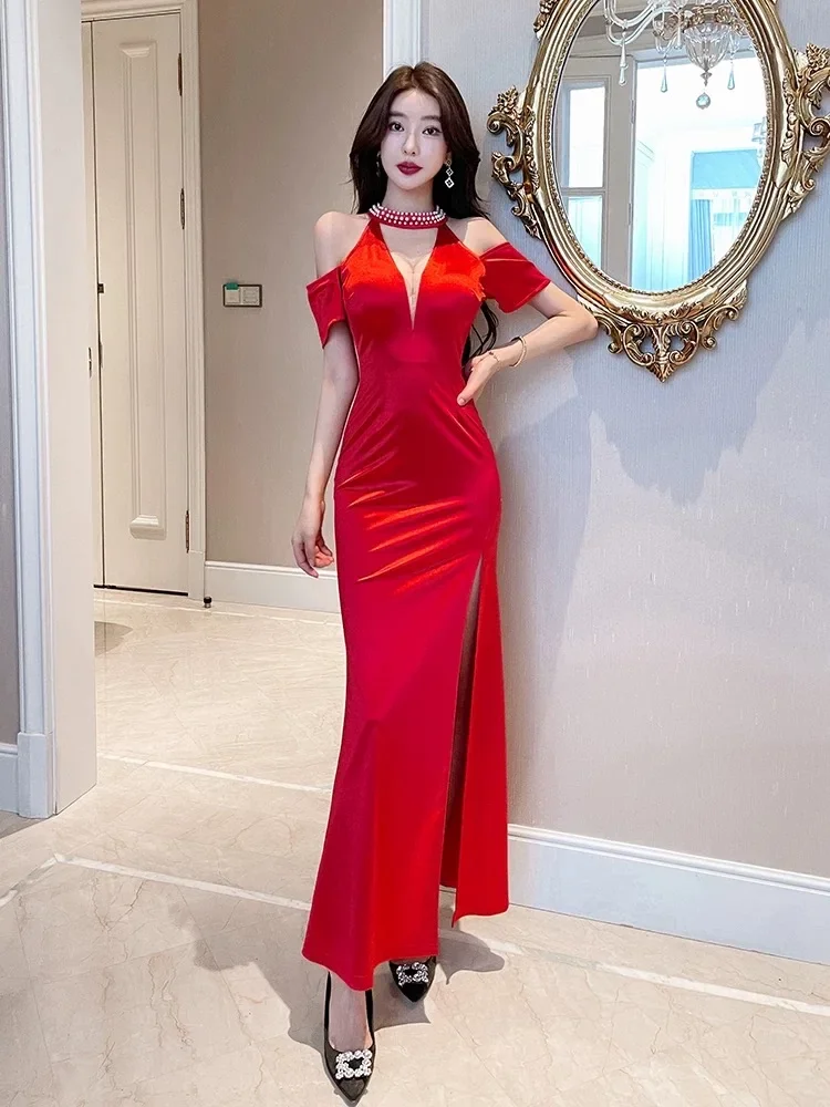 Hot Selling No. 52 Evening Dress High-end Halter Dress 2024 New High-end Banquet Toast Wear