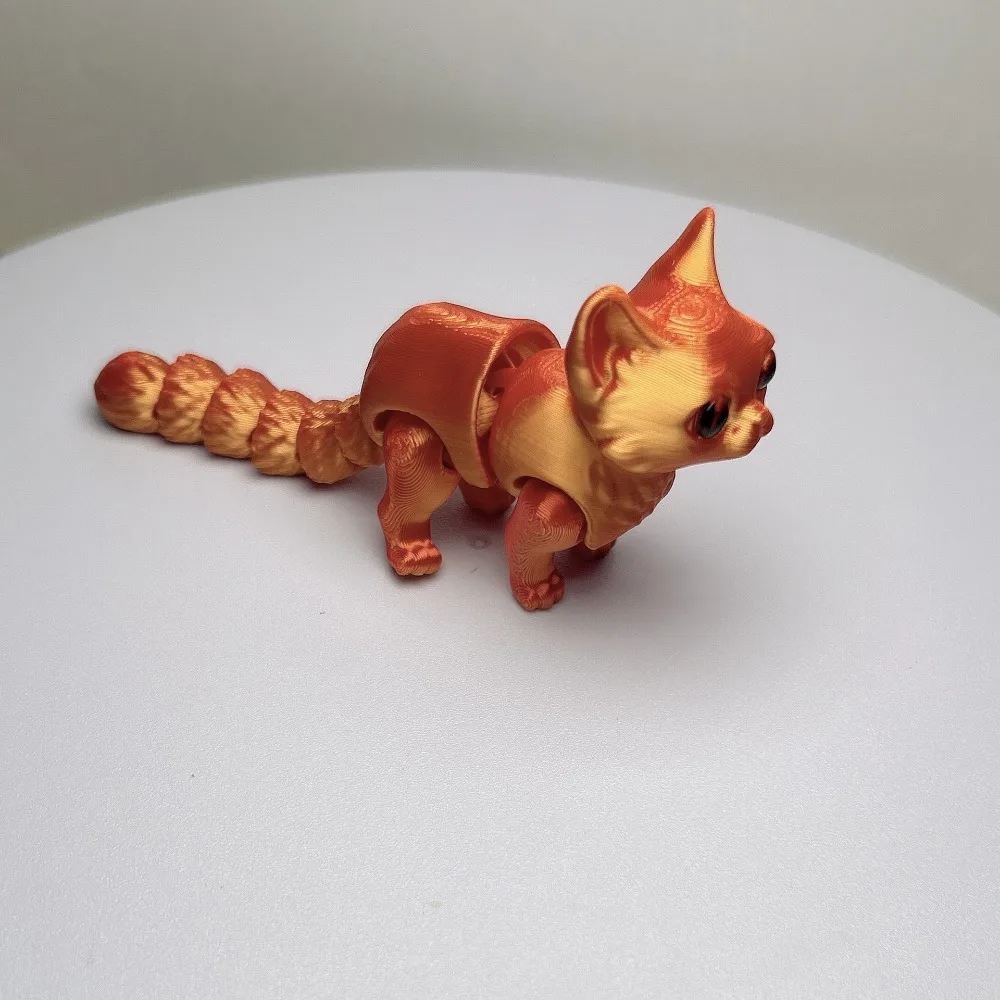 Mata Besar Model Kucing Cetak 3D Bahan Plastik Desain Realistis Patung Kreatif Teknologi Cetak 3D Kucing Artikulasi
