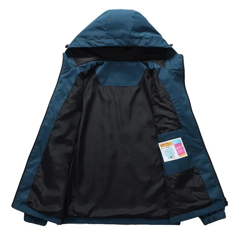 Camping Hiking Men Autumn Outdoor Sports Coats Climbing Trekking Windbreaker Travel Waterproof s Blue image 3