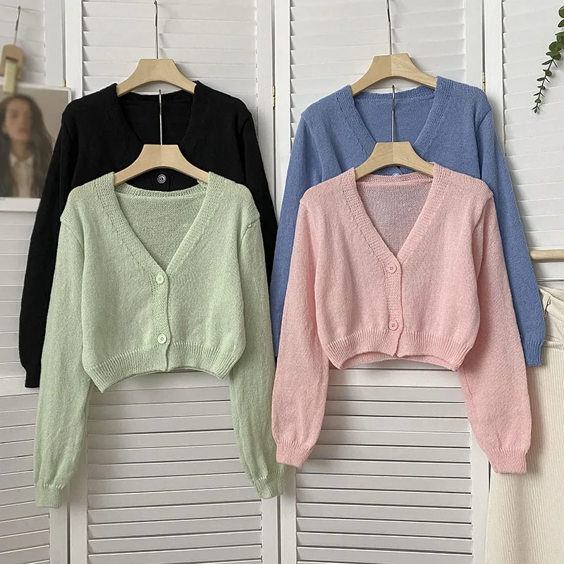 V Neck Casual Fashion Long Sleeves Sweater Women\'s Cardigan