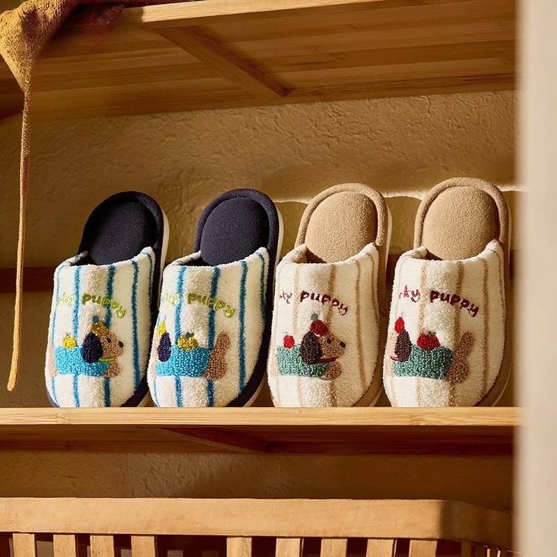 Cartoon Home Shoes Winter for Girls Non-slip Warm Indoor Cotton Parent-child Flat Kids Slippers