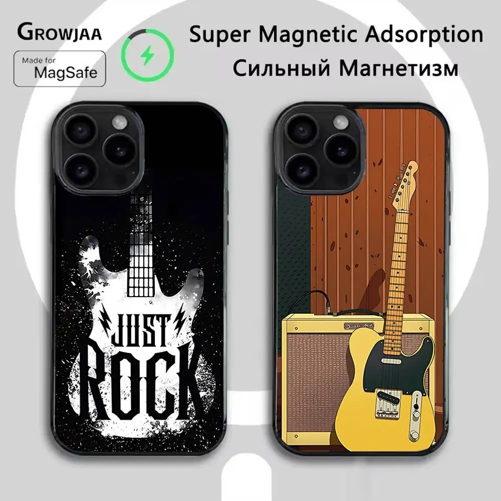 

Rock Music Instrument Guitar Magnetic Phone Case For IPhone 14 16 17 13 12 11 15 Pro Max Plus For Magsafe Wireless Charge Cover